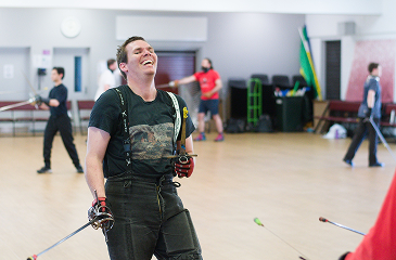 Man having fun at Swordwork